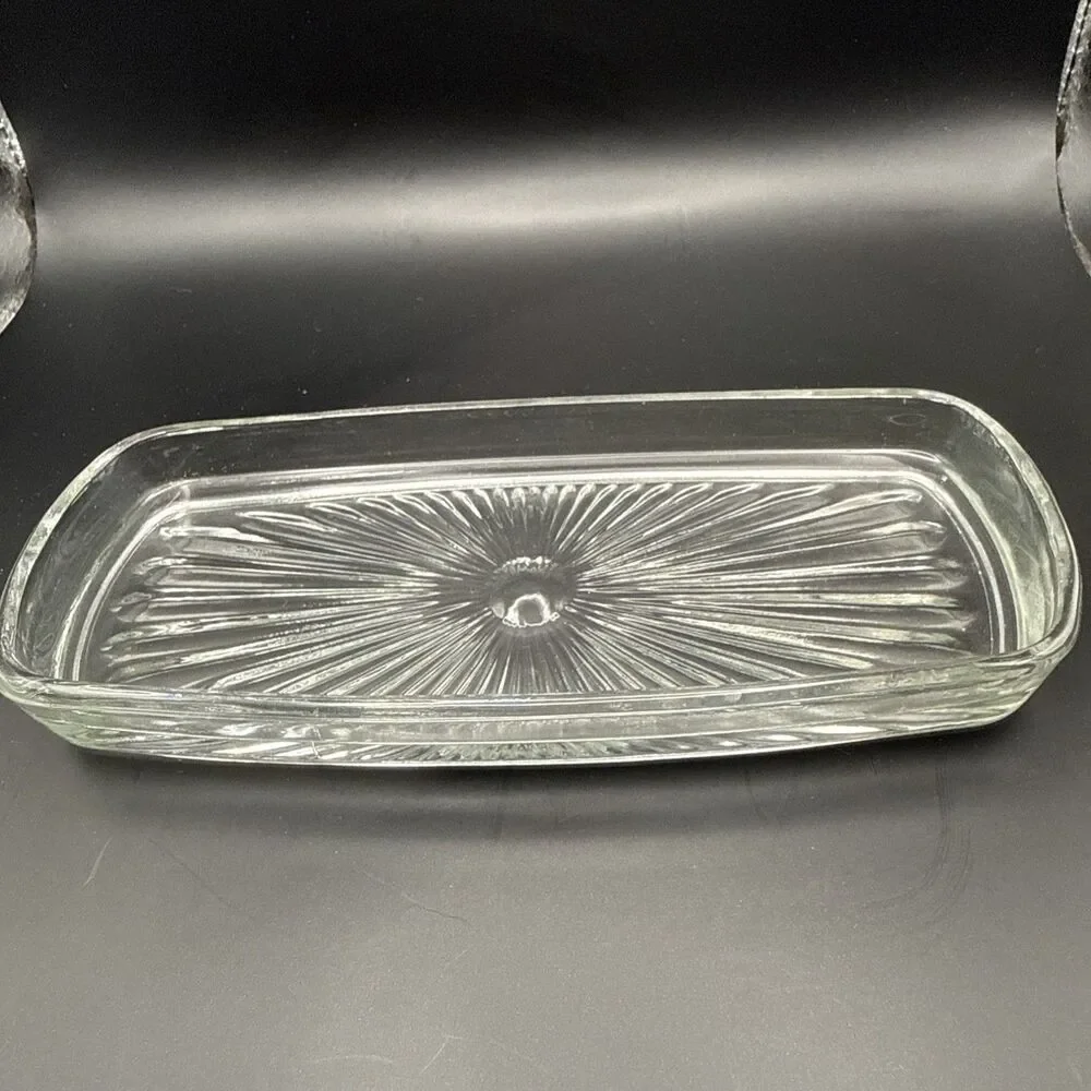 3 Piece Stainless Steel Covered Butter Dish Glass Insert/lid Mid century Modern